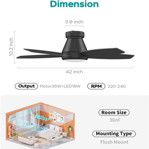 Hot Selling 42 Inch Ceiling <b>Fan</b> Light with 5 Blades Remote & APP Control UL CE Certified LED Hanging <b>Fan</b> - Product Image 5