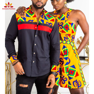 Chemises à col Mandarin pour <span class=keywords><strong>homme</strong></span>, vêtement avec imprimé en cire <span class=keywords><strong>africaine</strong></span>, en patchwork, à bande noire, <span class=keywords><strong>2021</strong></span> - Product Image 6