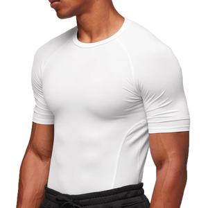 เสื้อยืดผู้ชายสไตล์สปอร์ต แบบเรียบ สีพื้น ทรงเข้ารูป ระบายอากาศได้ดี แขนสั้น สวมใส่สบาย ขายส่ง OEM - Product Image 5