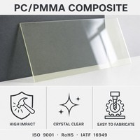 Plaque composite PC PMMA, polycarbonate acrylique, 1220x2440mm, haute résistance aux chocs, résistante aux rayures, plaque transparente pour écran d'affichage