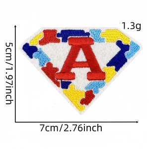 Plancha de prensa de calor de fusión en caliente de colores hecha a medida en parches Diy de diseño de rompecabezas de cuidado del <span class=keywords><strong>Autismo</strong></span> de colores bordados - Product Image 6