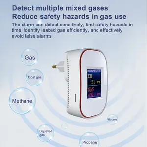 Tuya Sensor Alarm <span class=keywords><strong>Gas</strong></span> alami, pendeteksi kebocoran karbon monoksida mudah terbakar WiFi CH4 untuk penggunaan di rumah pintar - Product Image 3