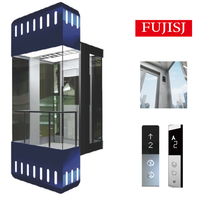 Ascenseur panoramique industriel pour passagers, traction AC sans engrenage, construction en acier inoxydable, plancher moderne en PVC, haute capacité, hôtels