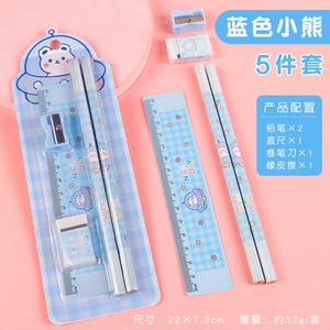 Ensemble de crayons d'école, gomme d'étudiant, taille-crayon, règle, ensemble de 5 pièces, papeterie, cadeau de fête <span class=keywords><strong>des</strong></span> enfants, fournitures d'apprentissage - Product Image 6