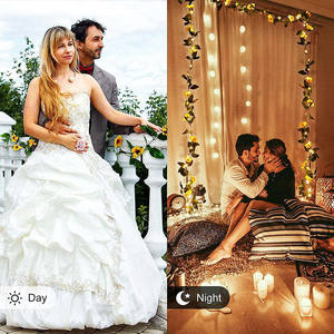 Guirnalda de <span class=keywords><strong>Luces</strong></span> LED Solares con Forma de Girasol, <span class=keywords><strong>Luces</strong></span> Decorativas de Hadas con Hojas de Flores Artificiales, Impermeables IP44, para Decoración de Jardín - Product Image 4