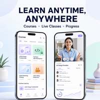 IOS ve Android için Video Dersler, Canlı Sınıflar ve İlerleme Testleri içeren Özel Çevrimiçi Eğitim E-Öğrenme Uygulama Geliştirme
