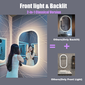 Vòng hình chữ nhật hình bầu dục ánh sáng gương phía trước + trở lại Led cảm ứng CCT3000K-6000K defogger đầy đủ ul CE CUL khách sạn phòng tắm Backlit gương - Product Image 2