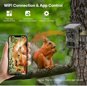 Cámara de Caza Infrarroja de Alta Resolución con Visión Nocturna, Detección de Movimiento, Wifi, 60MP, Impermeable, con Energía Solar - Product Image 2