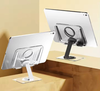 Support de tablette et de téléphone en silicone flexible antidérapant rotatif à 360°, support pliable en alliage d'aluminium pour bureau, lit et usage domestique