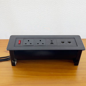 <span class=keywords><strong>Prise</strong></span> de courant multi-prises rotative à bascule manuelle montée sur le dessus de la table, en aluminium, pour bureau, conférence - Product Image 2