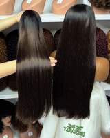 Perruque Lace 2x6 Vietnamienne Double Drawn, Cheveux Humains Vierge Remy Lisses Comme des Baguettes, Sans Colle, Nœuds Blanchis, 22 Pouces, Couleur Ombré Café