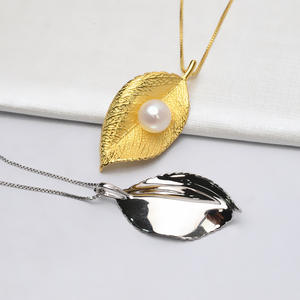 จี้เงินแท้ S925 ลายใบไม้สีทอง ประดับมุก 7-8 มม. สำหรับทำเครื่องประดับ DIY ถาดเปล่า ดีไซน์ทันสมัย 853 ชิ้น - Product Image 2