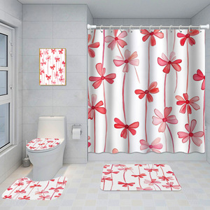 Rideau de douche en polyester à motifs floraux, rideau de salle de bain personnalisé imprimé numériquement, rideau de douche en polyester imprimé numériquement, vente en gros en vrac - Product Image 2