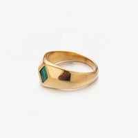 Nouvelle Collection 2025 Bague Minimaliste Géométrique en Acier Inoxydable 316L Plaqué Or 18K PVD, Bague Haute Couture avec Pierre Naturelle pour Fêtes et Soirées Femmes
