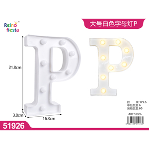 Luce principale bianca della lettera della tenda principale P per illuminazione decorativa elegante di eventi e della decorazione domestica - Product Image 1