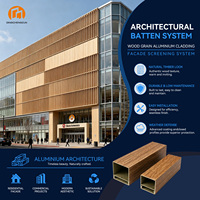 Système de bardage vertical à persiennes en profilés aluminium pour façade de grands bâtiments commerciaux et de vente au détail