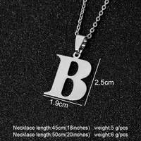 Collier avec pendentif alphabet en chaîne à maillons en acier inoxydable plaqué or et argent, lettres initiales, tendance, unisexe, pour couple