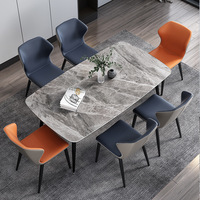 Table à manger moderne en marbre et ardoise de style italien, avec fonction extensible, pour usage hôtelier et chaises de salle à manger