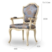 Chaise de salle à manger rétro en bois massif de style européen classique, mobilier royal luxueux, chaise de restaurant antique