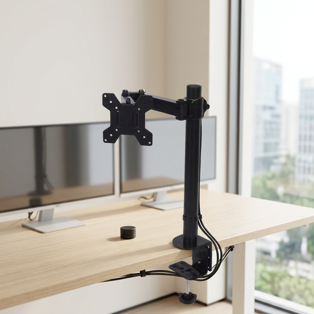 360 Degree Rotated Long Arm Desktop Monitor Stand 10''-27'' Inch Single Monitor Mount TV Stand Motorized TV Wood Metal Plastic