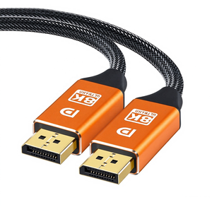 Кабель DP1.4 8K 60Гц 4K 144Гц 2K 165Гц, плетеный, поддерживает HDR HDCP 2.2, 7680, алюминиевый, серый, оранжевый - Product Image 1