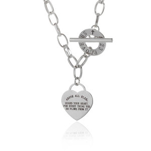 Collar con colgante de corazón en forma de T, chapado en oro de 14k y 18k, de acero inoxidable 316L, personalizado al por mayor para mujeres. - Product Image 6