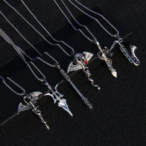 Fashion hip-hop sword pendant clavicle chain punk gothic personality popular alloy snake dragon necklace men women accessories