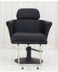 Chaise de barbier noire, petite, économique, avec base en acier inoxydable, couleur et logo personnalisables, pour salon de coiffure - Product Image 4