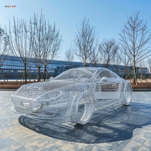 Tùy Chỉnh Thành Phố Công Cộng Đường Phố Trang Trí Nội Thất Lớn Hiện Đại 304/316ss Dây Rỗng Trừu Tượng Cuộc Sống Kích Thước Dây Thép Không Gỉ Xe Mô Hình Điêu Khắc - Product Image 3