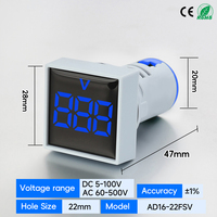 AD16-22FSV Voltmètre numérique de panneau carré miniature 22 mm haute tension avec affichage AC/DC