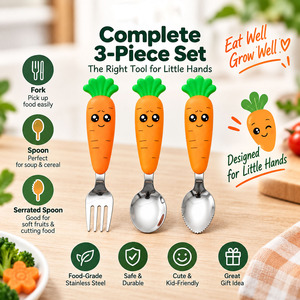 Juego de Cubiertos Portátiles para Niños con Diseño de Rábano, Cuchara y Tenedor de Acero Inoxidable con Estuche - Product Image 4