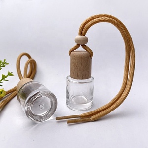 Trang Trí Xe Làm Mát Không Khí Mặt Dây 8Ml Vòng Hình Dạng Nước Hoa Xe Hơi Treo Bằng Gỗ Bìa Thủy Tinh Rỗng Chai - Product Image 3