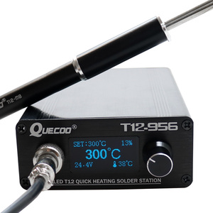 <span class=keywords><strong>T12</strong></span>-956 À Souder Station Numérique fer À Souder Électronique OLED 1.3 pouces Noir M8 poignée En Métal et <span class=keywords><strong>T12</strong></span> pointes de fer à souder - Product Image 1