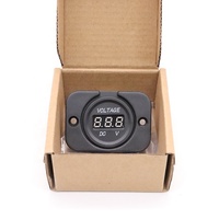 Panel de Voltímetro Digital LED de 12V, Medidor Redondo de Bajo Voltaje Impermeable, Voltímetro Digital de Batería de Coche de 24V CC para Barco Marino y Camión