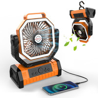 Ventilateur de table rechargeable 20000 mAh à double moteur, avec batterie externe et éclairage USB portable pour camping, pêche et sorties en extérieur