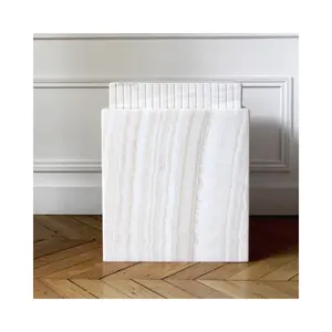 SH STONE Natural Stone Small Living Room Centre Furniture Gina Vanilla White Onyx <strong>Stool</strong> Bedstand <strong>Bedside</strong> <strong>Table</strong> <strong>Stool</strong> Side <strong>Table</strong> - Product Image 1