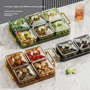 divided and covered dry fruit box PET drop resistant snack platter creative light luxury living room candy box