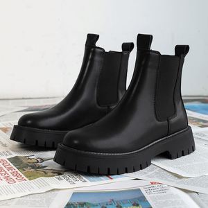 Oversize Men's High Top Cowhide Fashion Boots Comfortable Flat Bottom Black Leather for Martin Boots for Autumn Season - Product Image 2