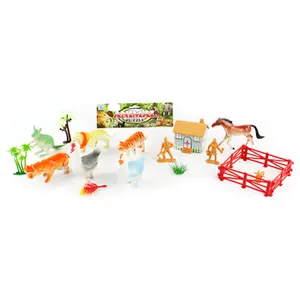رخيصة البلاستيك مزرعة ألعاب حيوانات 15 قطعة في 1 حقيبة