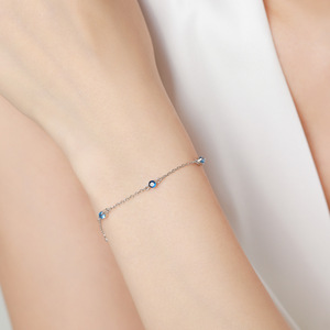 สร้อยข้อมือเงินแท้ S925 ประดับเพทายสีน้ำเงินทรงกลม สำหรับผู้หญิง แฟชั่นใส่ได้ทุกวัน รุ่นทองแดงปรับแต่งได้ - Product Image 5