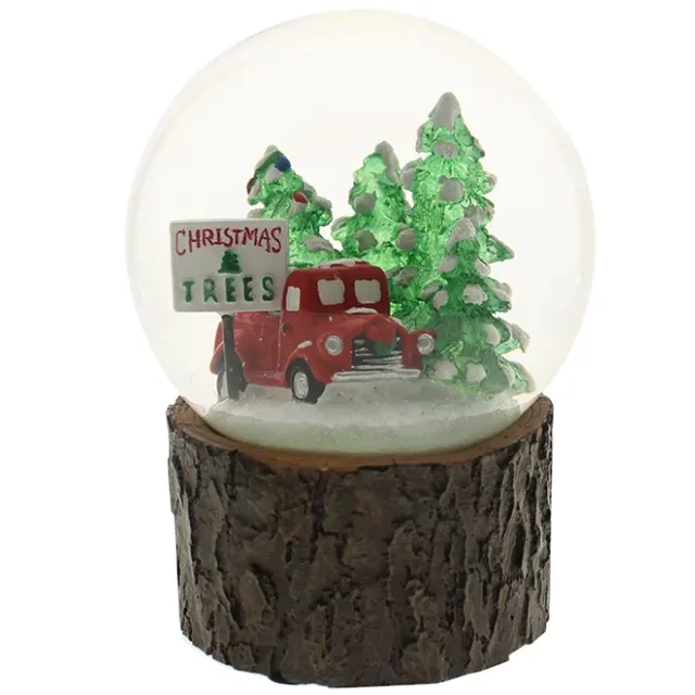 מותאם אישית LED חידוש מים גלוב שרף שלג עם רכב דגם עץ חג המולד עבור חג המולד מזכרות