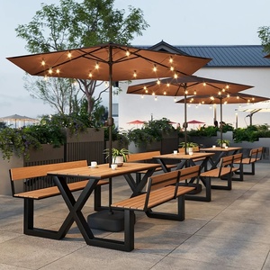 OEM ODM Commercial Scenic Areas Leisure Hotels Outdoor Furniture Seating Cafe Restaurant Dining <strong>Table</strong> Chairs Set With Umbrella - Product Image 1