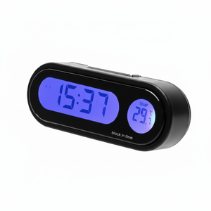 Car <b>Digital</b> <b>Clock</b> Thermometer 2 In 1 Plastic Interior Accessory Vehicle Power Supply English Display Convenient Design - Product Image 2