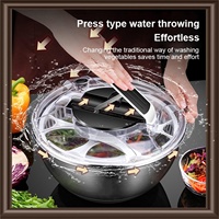 Grote handmatige roestvrijstalen slacentrifuge/afwateraar/dehydrator voor thuis, maaltijdvoorbereiding, gezonde salades, fruitwas, keuken