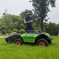 Robot tondeuse à gazon télécommandé sur roues MS-500W avec grande boîte à herbe, moteur 4 temps à essence, pneus gonflables anti-rayures et fonctionnement stable