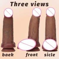 Dildos Grandes con Diseño de Tallo para Masturbación Femenina y Masculina, Juguete Sexual de Silicona Suave para Adultos, Dildo Negro al por Mayor, Caja de Juguetes Sexuales