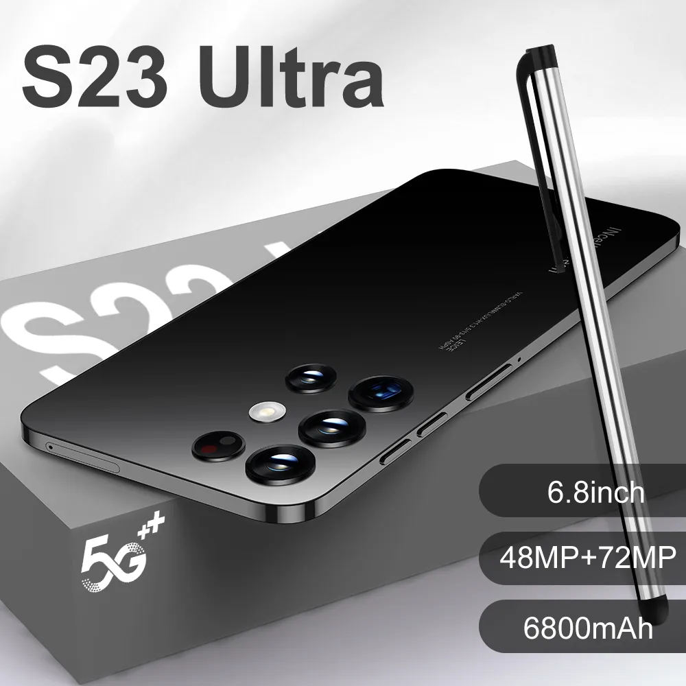 GPS 4G มือถือ Octa Core S23 Ultra โทรศัพท์มือถือข้อตกลงคีย์บอร์ดแบ็คไลท์สําหรับ PC แท็บเล็ตโทรศัพท์สมาร์ททีวี