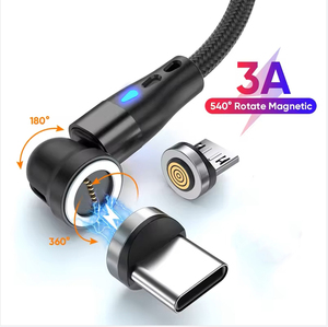 Venta al por mayor 540 Rotación 3-en-1 <span class=keywords><strong>Micro</strong></span> <span class=keywords><strong>USB</strong></span> C Cable cargador rápido magnético tipo C para iOS y uso de la computadora - Product Image 2