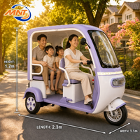 Petit tricycle électrique avec toit, véhicule électrique à trois roues multi-passagers pour les trajets quotidiens en famille