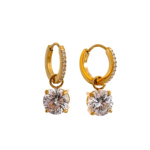 JINYOU 5842 Pendientes de <span class=keywords><strong>Aro</strong></span> con Circonitas Cúbicas Engastadas, Acero Inoxidable, Chapado en <span class=keywords><strong>Oro</strong></span> de 16K - Product Image 1